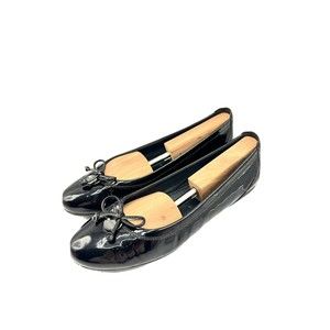 Geox Respira Womens Ballet Flats 41 9.5 Patent Leather Made in Italy Black